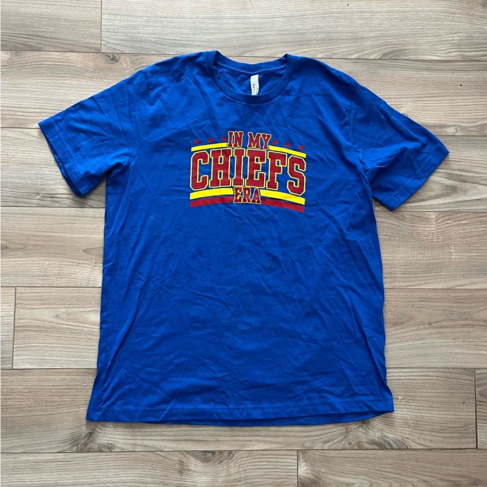 CLOSING SALE 
Blue Taylor Swift Travis Kelce Chiefs Era Blue Cotton T-Shirt
